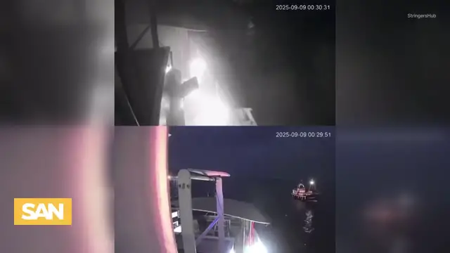 'Video thumbnail for Conflicting reports over fire onboard Greta Thunberg’s humanitarian aid boat'