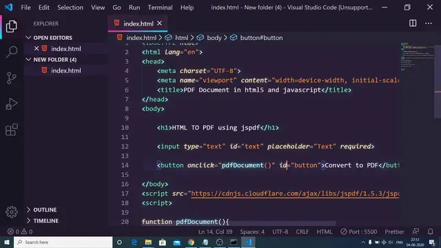 Video thumbnail for jsPDF Tutorial for Beginners Generating a Simple PDF File in the Browser