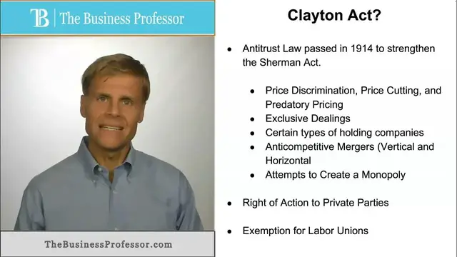 Video thumbnail for Clayton Act - Antitrust law