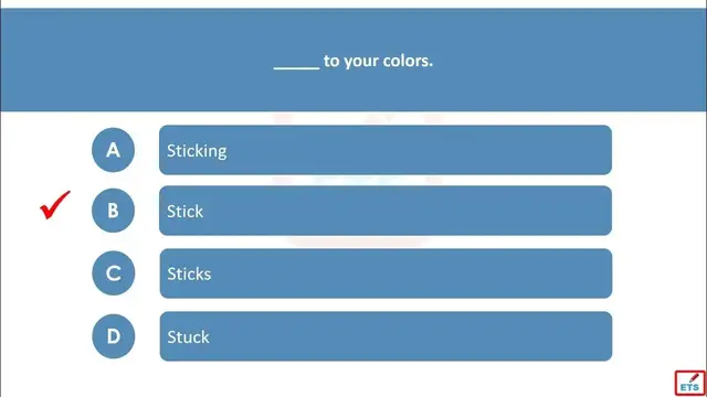 Video thumbnail for English Verb Tenses: Stick, Sticks, Stuck, Sticking Quiz
