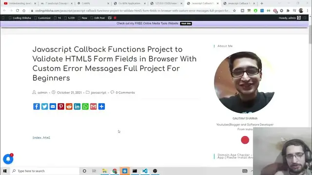 Video thumbnail for Javascript Callback Functions Project to Validate HTML5 Form Fields in Browser With Error Messages