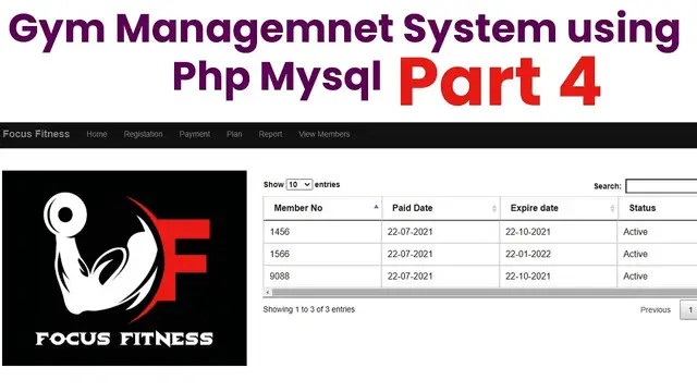 Video thumbnail for Gym Management System using Php Mysql Part 4