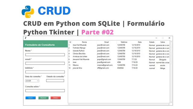 Video thumbnail for CRUD em Python com SQLite | Formulário Python Tkinter | parte #02