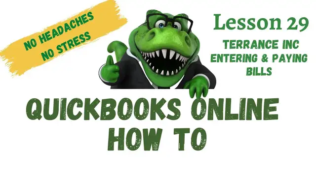 Video thumbnail for QuickBooks How To | #29 Terrance Inc Entering & Paying Bills | Free QuickBooks Online Trainin