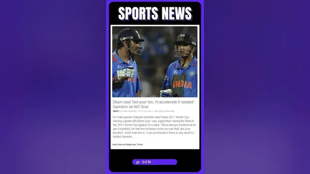 'Video thumbnail for Gambhir Reveals Dhoni's Secret Words of Advice That Led to India's World Cup Victory! #sports'
