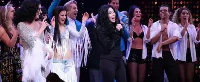 Video thumbnail for Watch Cher Turn Back Time with the Cast of THE CHER SHOW on Opening Night!
