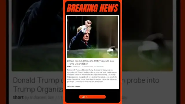 Video thumbnail for Latest News: Donald Trump declines to testify in probe into Trump Organization #shorts #news