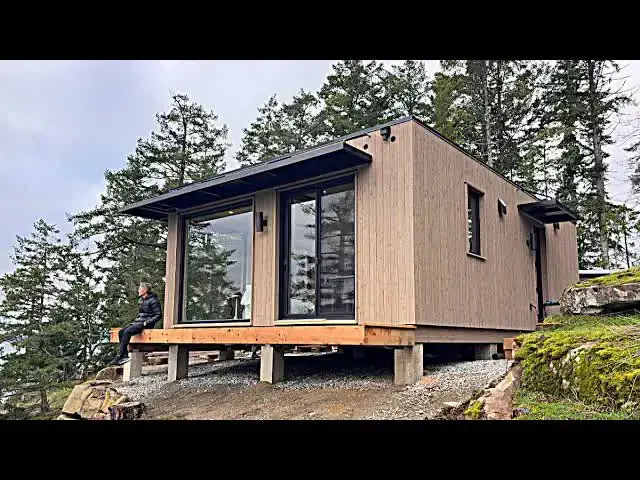 Video thumbnail for kerry tarnow: 600 sq ft prefab home build: salt spring island tour, modular construction & modern design