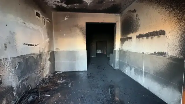 Video thumbnail for Israeli occupiers burn women's prayer hall in occupied West Bank mosque.