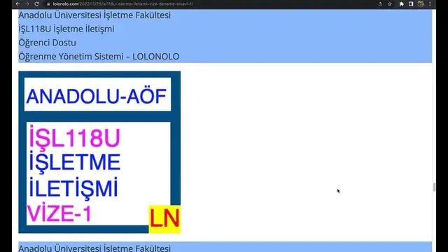 Video thumbnail for İŞL118U İşletme İletişmi Vize Deneme Sınavı -1