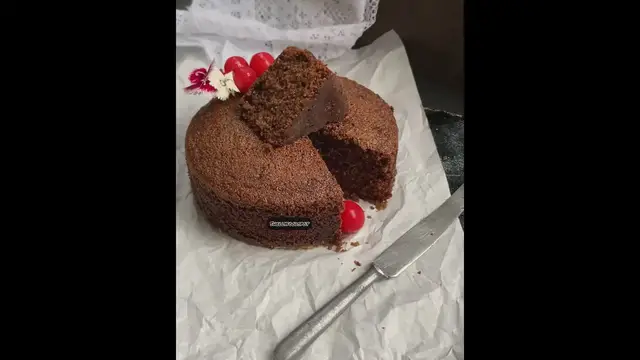 'Video thumbnail for Eggless semolina chocolate cake '