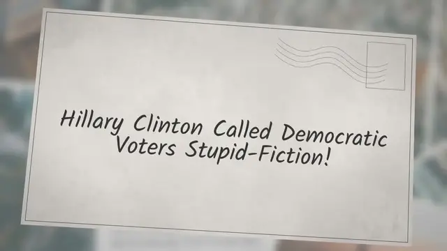 Video thumbnail for Hillary Clinton Called Democratic Voters Stupid-Fiction!