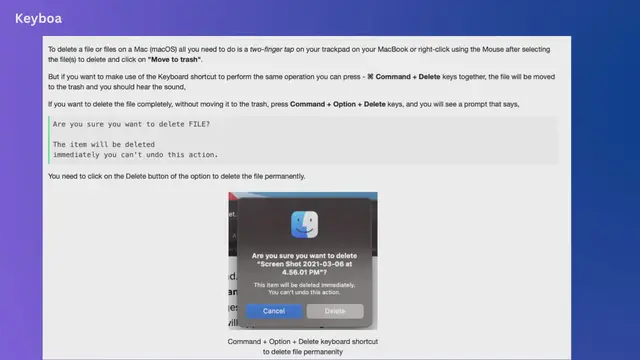 Video thumbnail for Keyboard Shortcut to delete a file on a Mac [Macbook]
