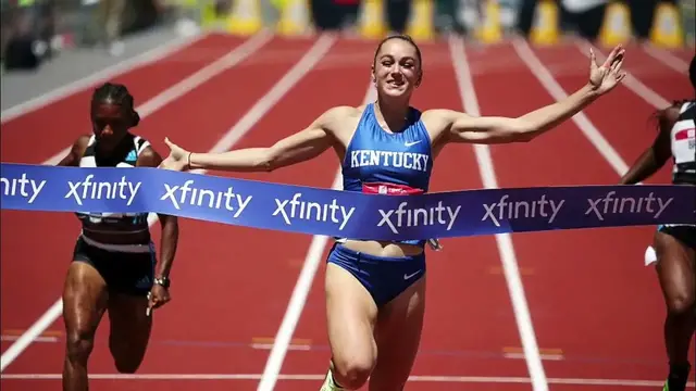 Video thumbnail for Abby Steiner and Christian Coleman at Michael Johnson Invitational