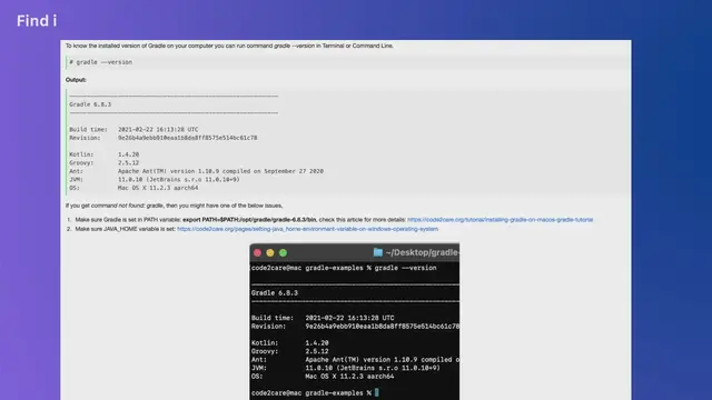 Video thumbnail for Find installed Gradle version command