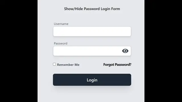 Video thumbnail for Build a Show/Hide Password Eye Icon Login Form in Browser Using TailwindCSS & HTML5