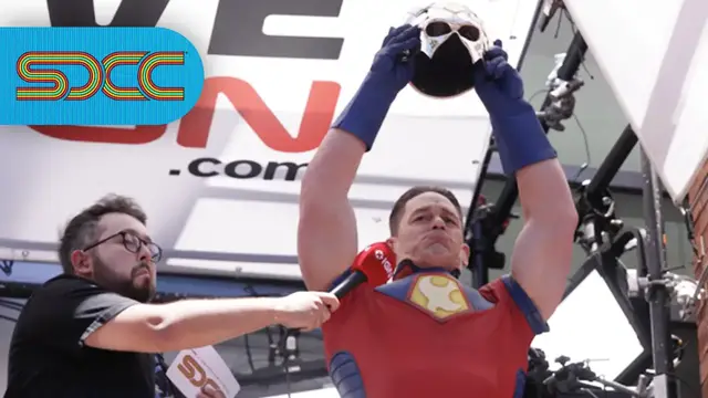 Video thumbnail for John Cena and James Gunn Surprise Peacemaker Fans From Our Comic-Con Balcony | SDCC 2025