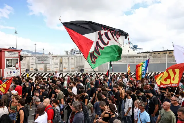 'Video thumbnail for Ports blocked as protests erupt across Italy over Gaza'