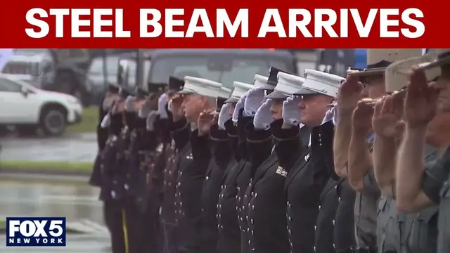 Video thumbnail for Steel beam from World Trade Center 9/11 attack arrives at West Point