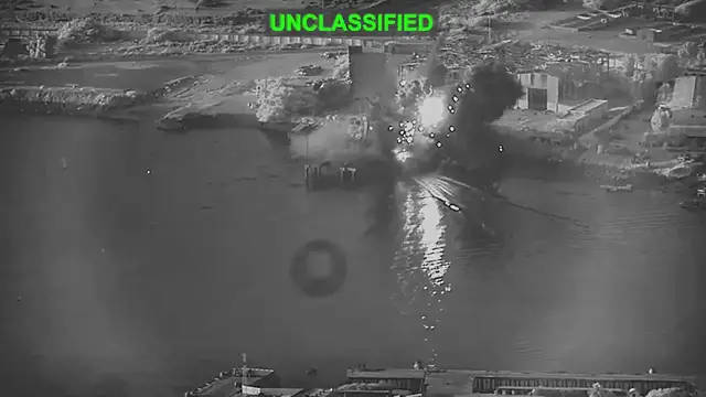 Video thumbnail for Iran: USA Sea Drones Smash Iranian Naval Facility In Historic First Combat Use.