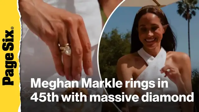 Video thumbnail for Meghan Markle rings in 45th birthday by showing off massive diamond