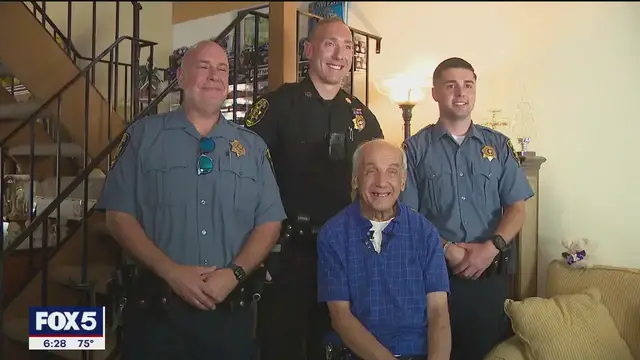 'Video thumbnail for Long Island man, 73, reunites with officer who saved his life after heart scare'