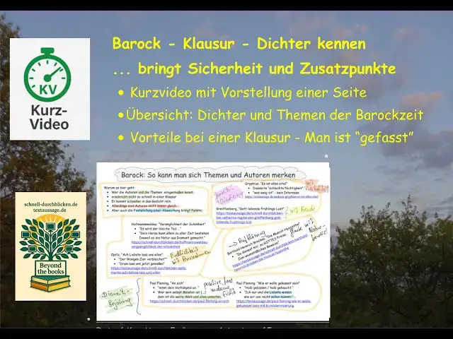 'Video thumbnail for Barock - Klausur - Mehr Punkte - wenn man Autoren und Themen kennt und auch Epochenübergänge'