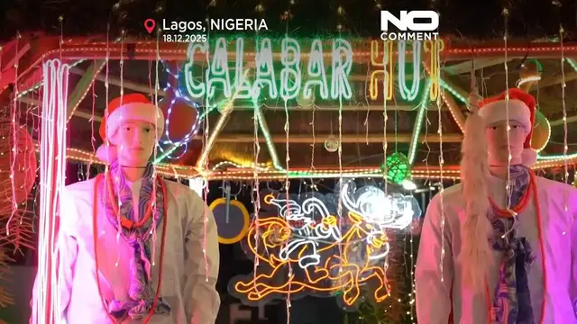 Video thumbnail for Christmas lights attract Lagos residents despite violence and rising costs