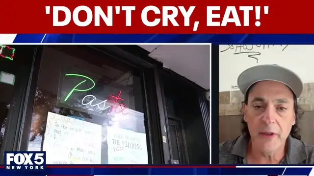 Video thumbnail for Bronx pizzeria owner on his viral act of kindness: "Don't cry, eat!"