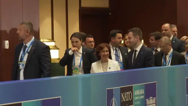 Video thumbnail for Türkiye: NATO leaders, delegations attend summit events at Turkish Presidential Complex.