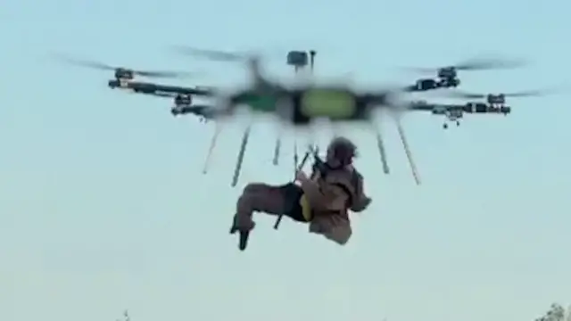 Video thumbnail for Injured Ukrainian soldier rescued in first-ever drone evacuation mission