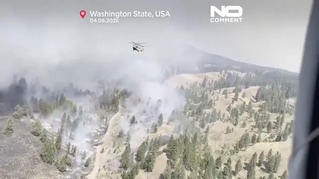 Video thumbnail for Smoke towers above Washington forests as firefighting continues