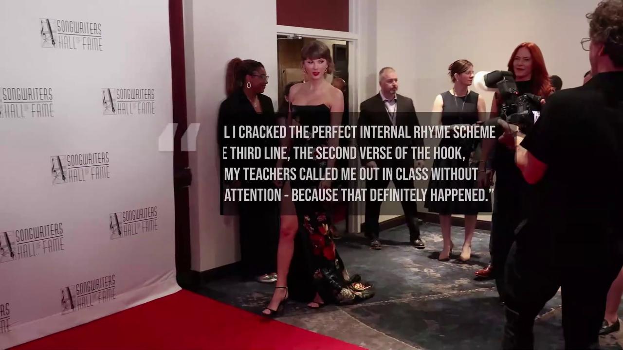 Video thumbnail for Taylor Swift makes history at 2026 Songwriters Hall of Fame induction ceremony.