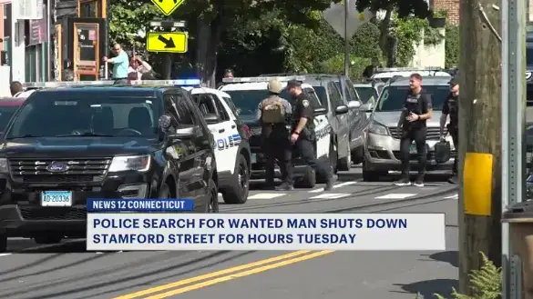 Video thumbnail for 'Loud bangs.' Police search for wanted man shuts down Stamford street for hours Tuesday