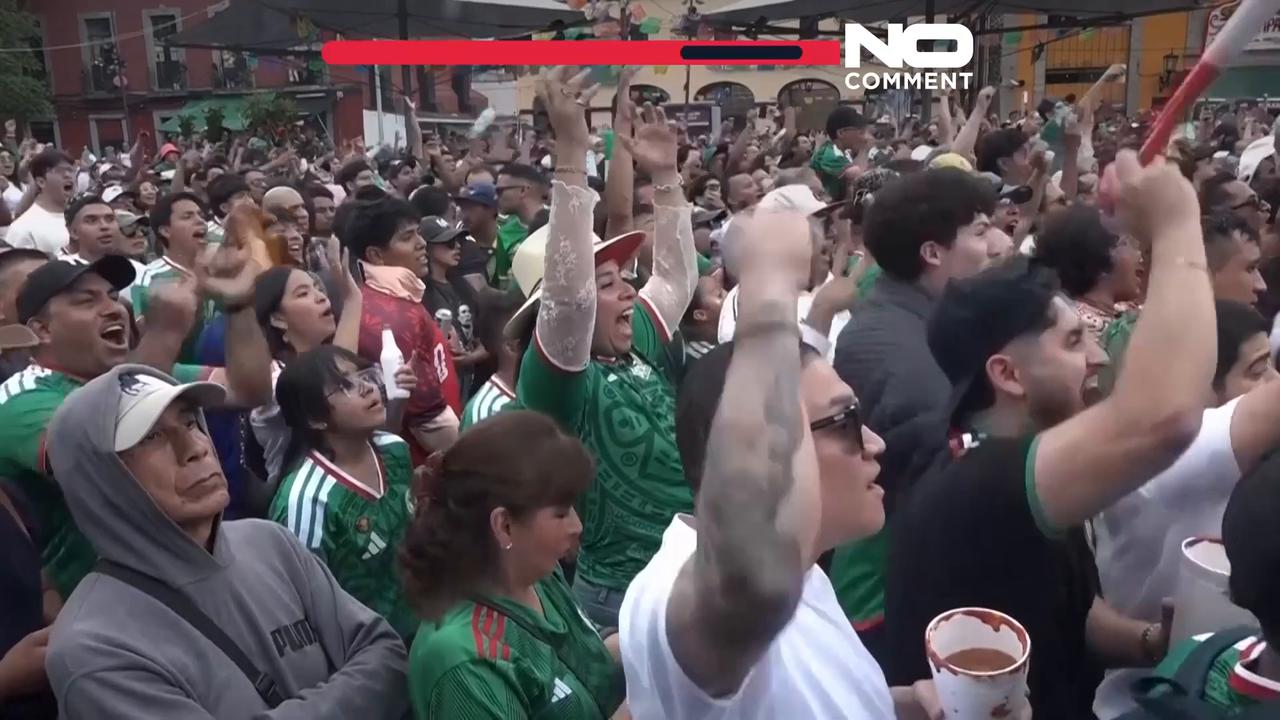Video thumbnail for Watch fan reactions as Mexico beat South Africa 2–0 in the World Cup opener