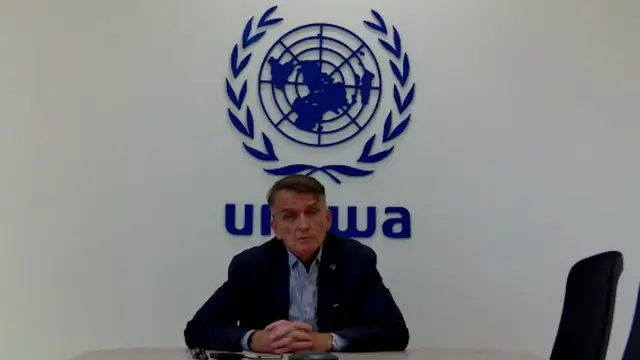 Video thumbnail for UNRWA chief says Israel seeks to eliminate agency and Palestinian refugee issue