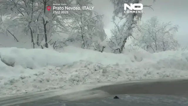Video thumbnail for Record snowfall blankets Italy’s Prato Nevoso ski resort ahead of holidays