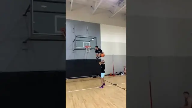 'Video thumbnail for Almost stuck my elbow in the rim… #dunk #basketball'