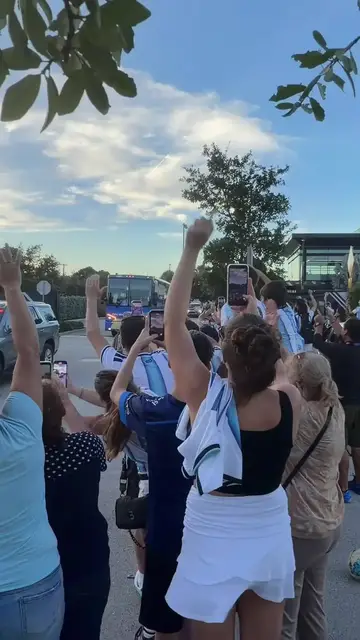 Video thumbnail for Argentina Team Bus Departs Inter Miami Surrounded by Cheering Fans