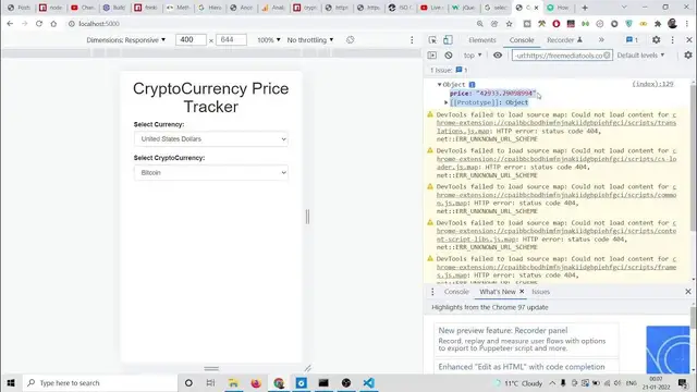 Video thumbnail for Node.js Express Project to Build Crypto Currency (BTC,ETH) Price Tracker in Browser Using JS