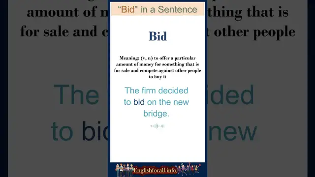 Video thumbnail for Bid meaning | Bid in a Sentence | Most common words in English #shorts