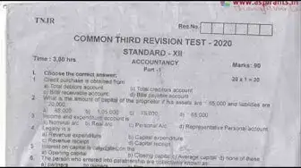 Video thumbnail for 12th Accountancy Third Revision Question Paper 2019-2020 | Thanjavur District | English Medium