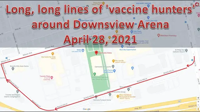 Video thumbnail for Long, long lines around Downsview Arena pop-up vaccine clinic