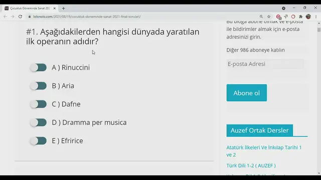 Video thumbnail for Çocukluk Döneminde Sanat 2021 Final Soruları
