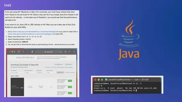 Video thumbnail for Install Native Java JDK JRE on Apple Silicon M1 Mac