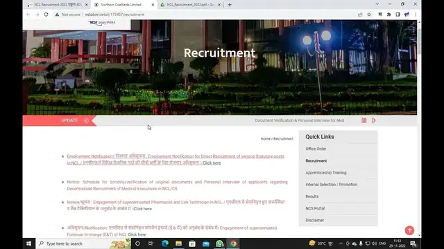 Video thumbnail for NCL Recruitment 2022 एकूण 405 जागांची भरती