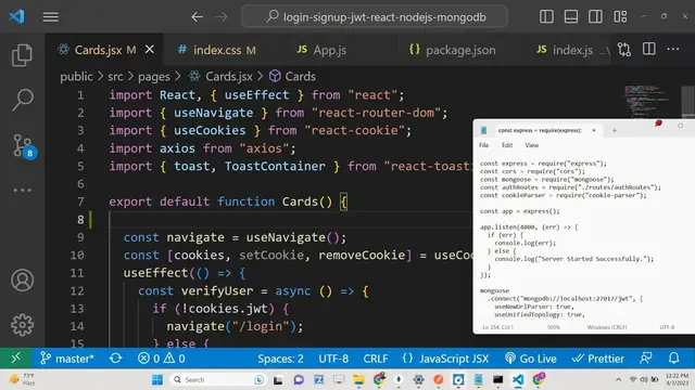 Video thumbnail for React.js JWT Login & Registration Auth System in Node.js & Express Using MongoDB in Browser