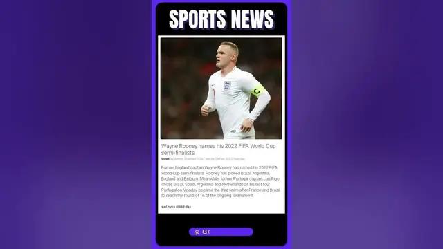 Video thumbnail for Sports News Today | Wayne Rooney Reveals His 2022 FIFA World Cup Semi-Finalists! | #shorts #sports