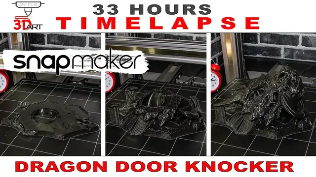 'Video thumbnail for 3D Print Dragon Door Knocker Time Lapse. Snapmaker 2.0 A350'