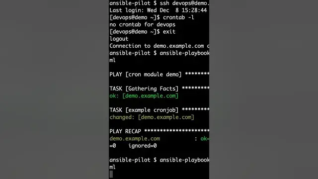 Video thumbnail for #shorts Schedule a Cron Job task in Linux - Ansible module cron